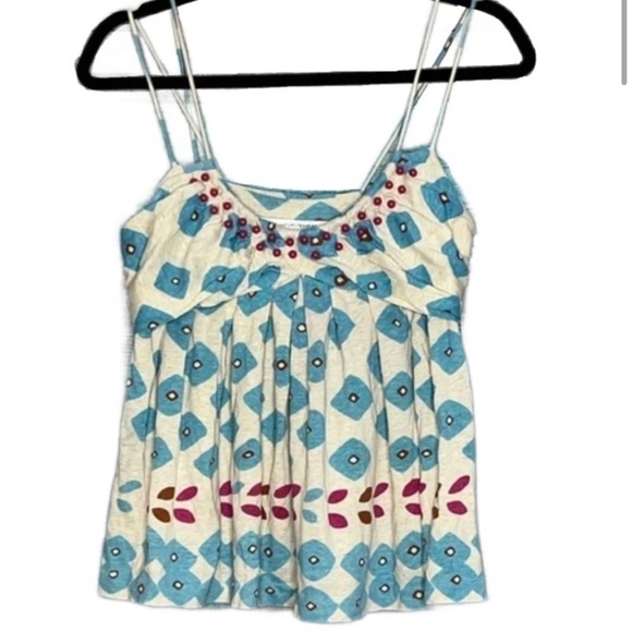 NWT Diane von Furstenberg Natone beaded tank- blue - Picture 2 of 6